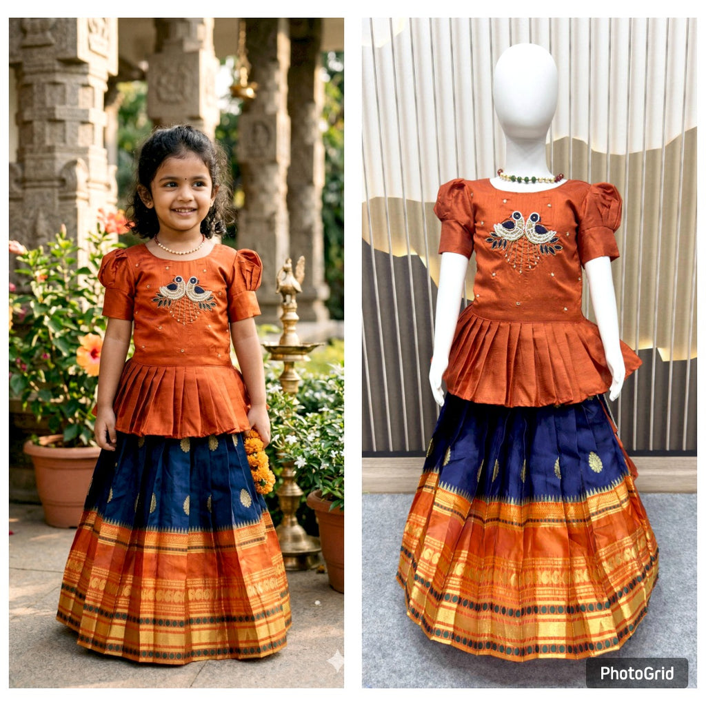 Traditional Pattu Pavadai || Jecquard Lehenga Choli for weddings, festivals, and Special occasions