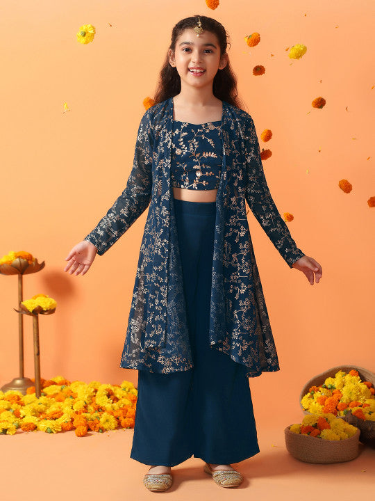Girls Heavy Georgette Embroidered Palazzo Set