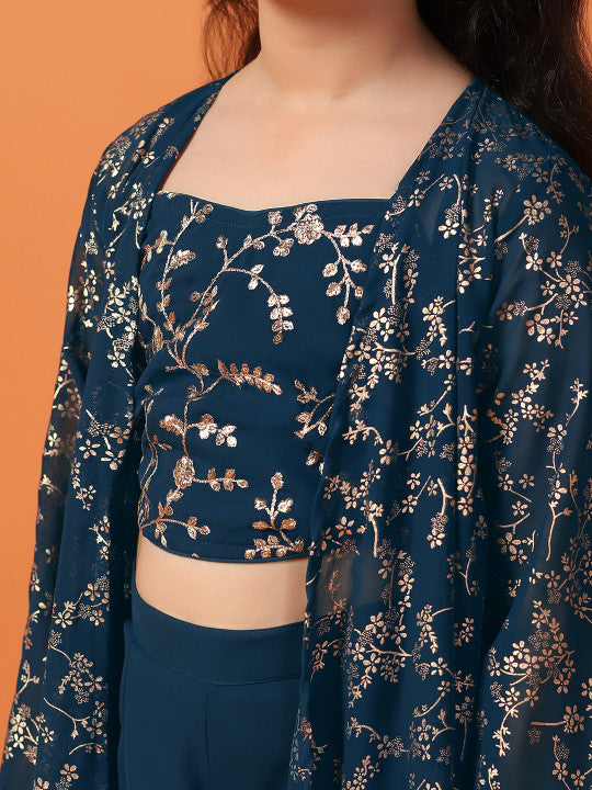 Girls Heavy Georgette Embroidered Palazzo Set