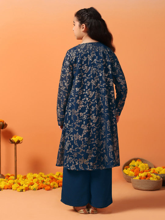 Girls Heavy Georgette Embroidered Palazzo Set