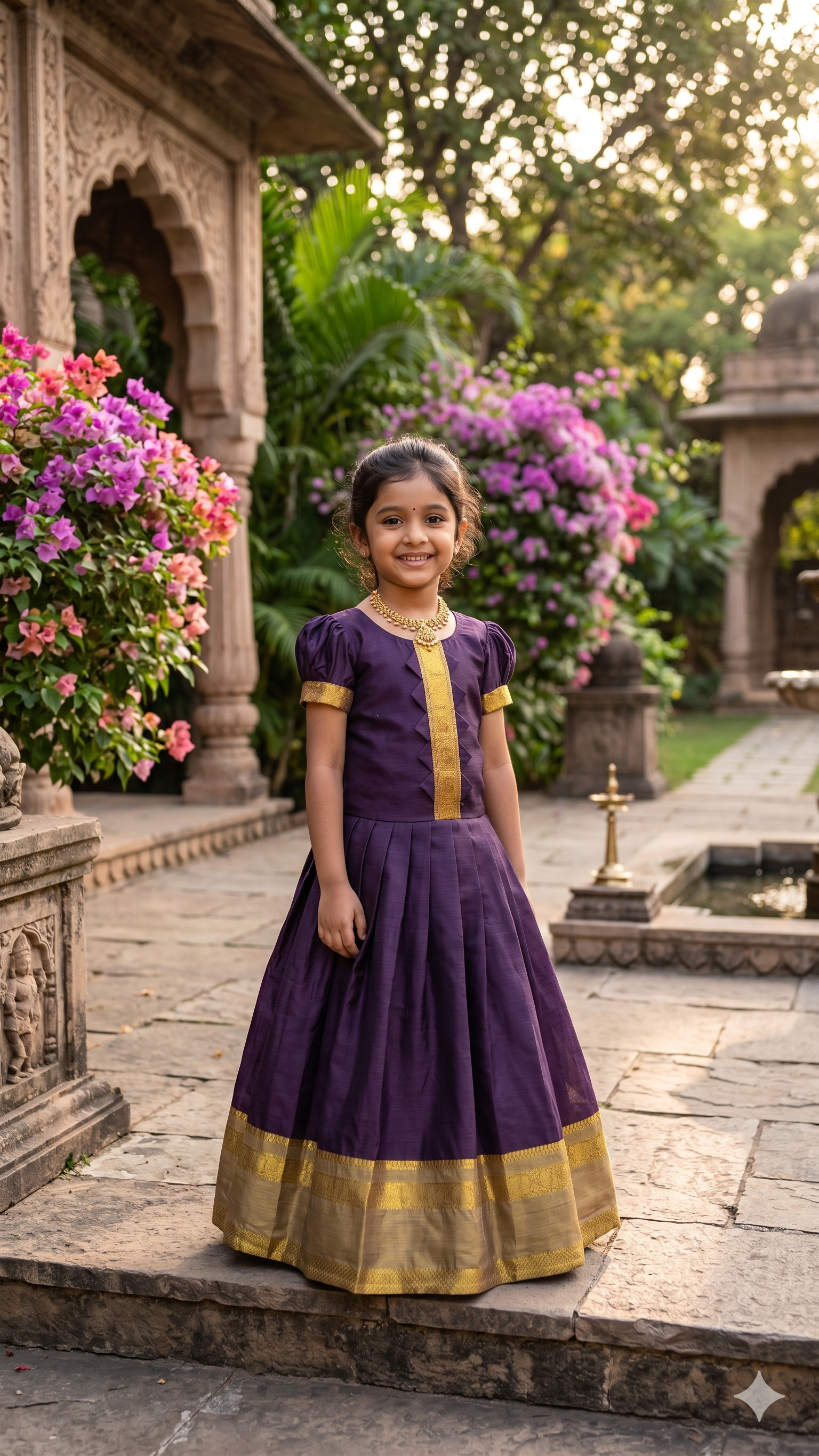 Kid's Pattu Long Gown Lightweight silk fabric 🧵 | Traditional Indian Ethnic Wear for Girls 👗