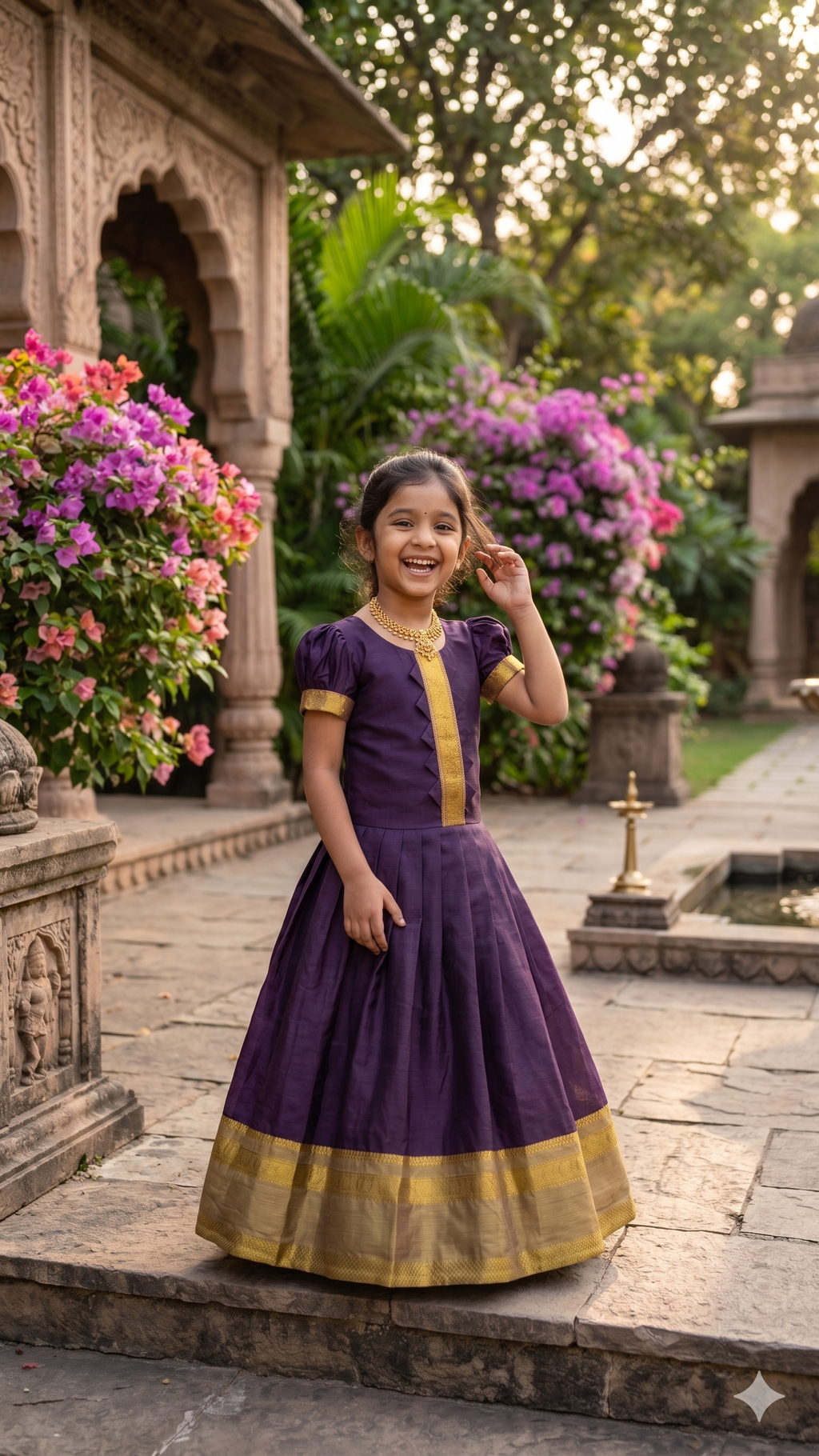Kid's Pattu Long Gown Lightweight silk fabric 🧵 | Traditional Indian Ethnic Wear for Girls 👗
