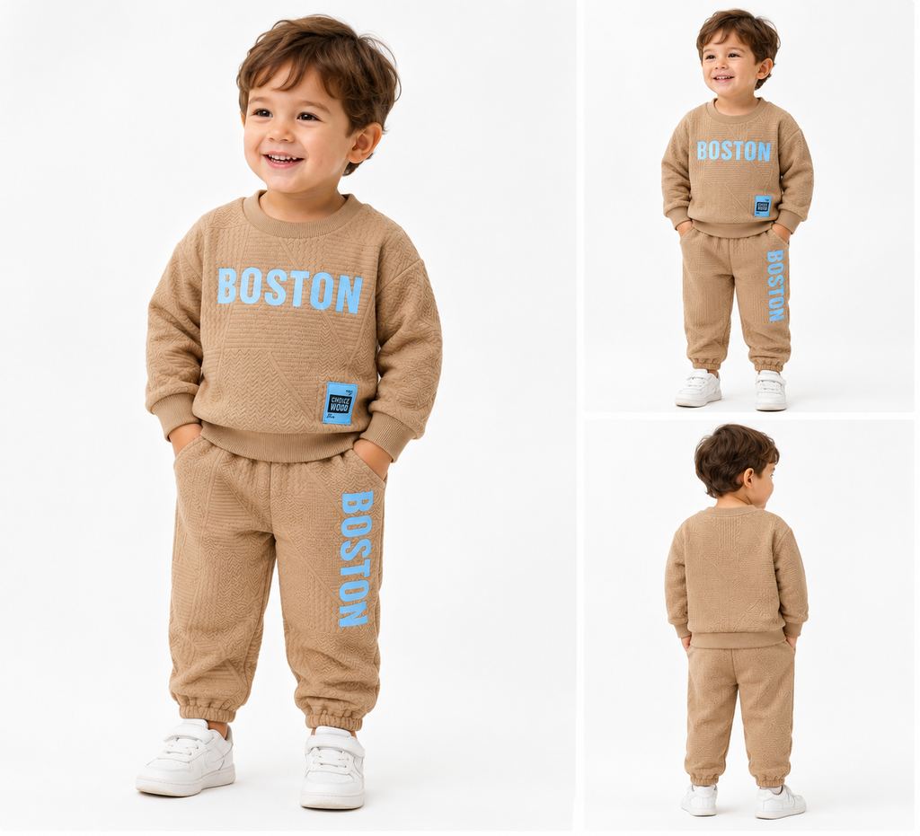 Beige BOSTON Boys Co-Ord Set