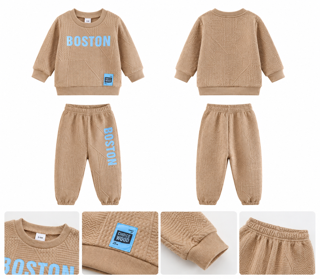 Beige BOSTON Boys Co-Ord Set