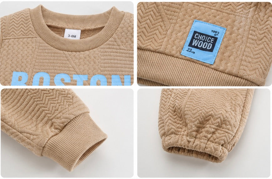Beige BOSTON Boys Co-Ord Set