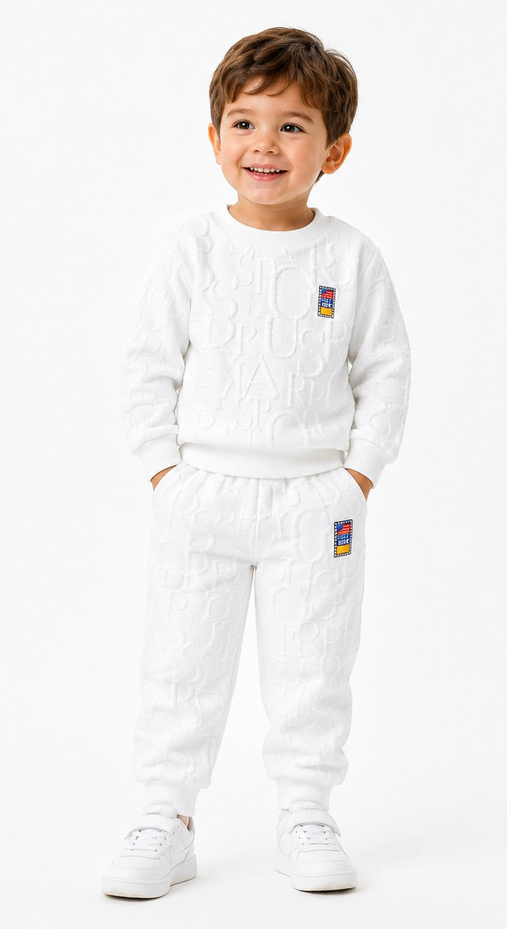 White Urban Streetwear Co-Ord Set for Boys