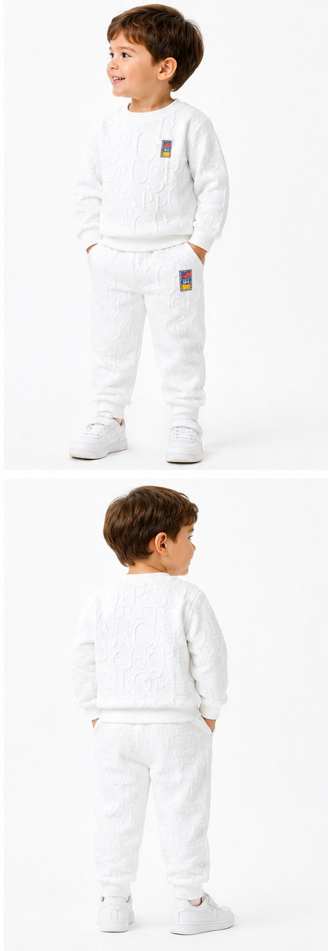 White Urban Streetwear Co-Ord Set for Boys