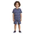 Boys Blue Leaf Print Co-Ord Set for Kids | Soft Cotton Half Sleeve T-Shirt & Shorts Matching Outfit | Casual Summer Wear for Boys
