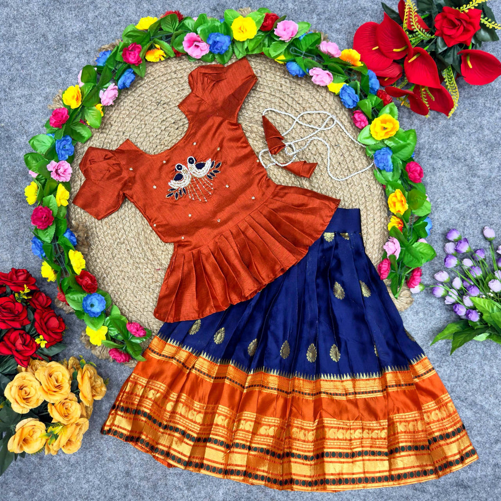 Traditional Pattu Pavadai || Jecquard Lehenga Choli for weddings, festivals, and Special occasions
