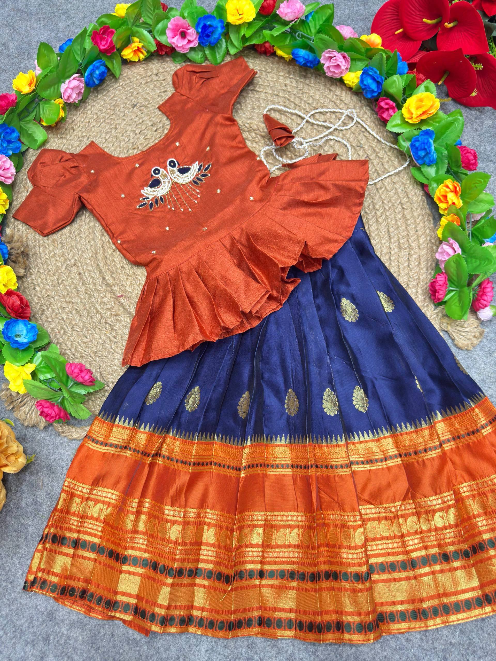 Traditional Pattu Pavadai || Jecquard Lehenga Choli for weddings, festivals, and Special occasions