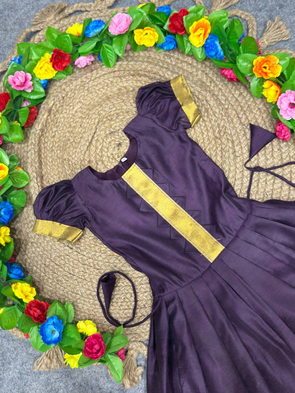 Kid's Pattu Long Gown Lightweight silk fabric 🧵 | Traditional Indian Ethnic Wear for Girls 👗