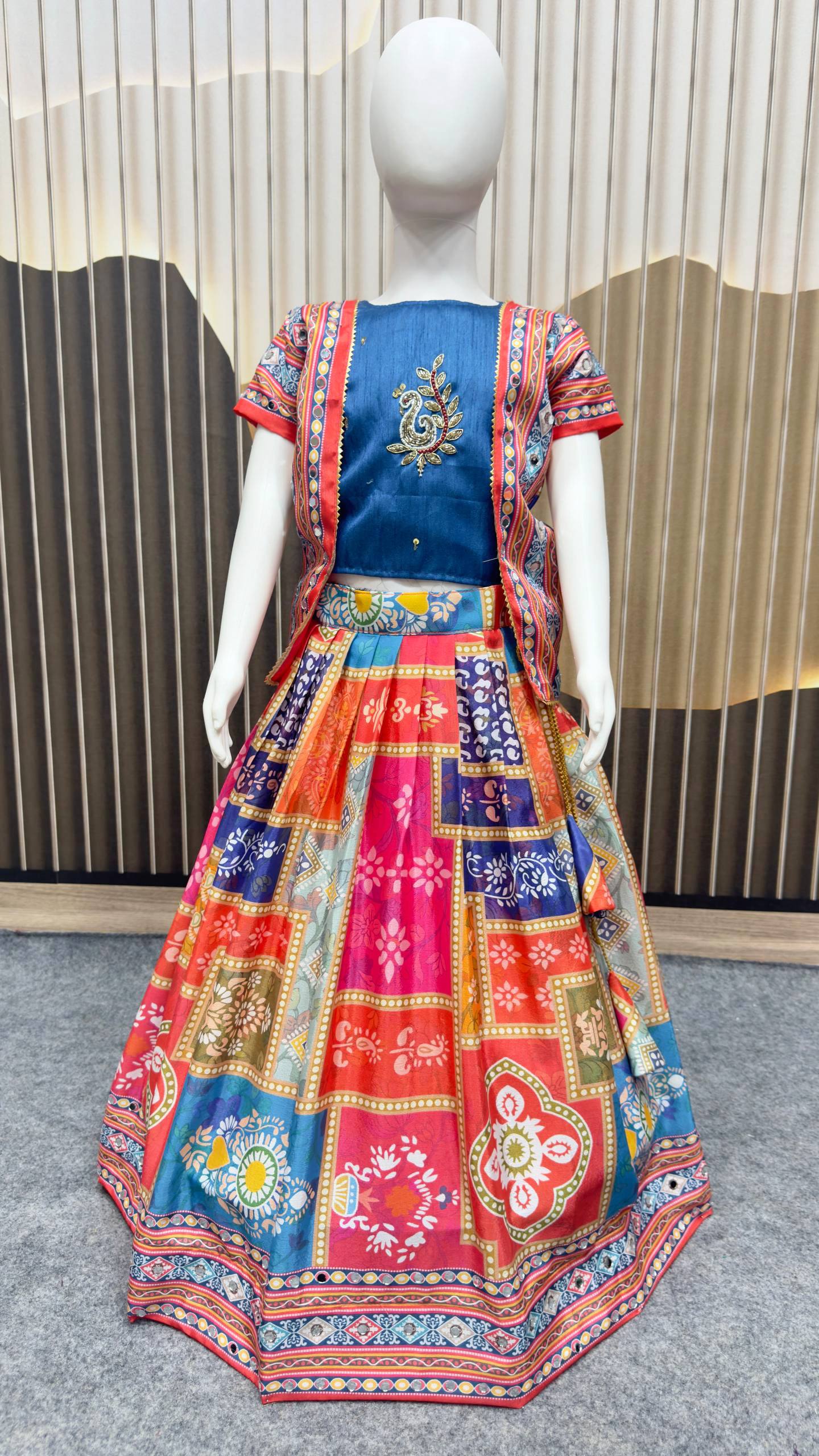 New Super Trending Festive Designer Girls Lehenga Choli Set - Navy Blue