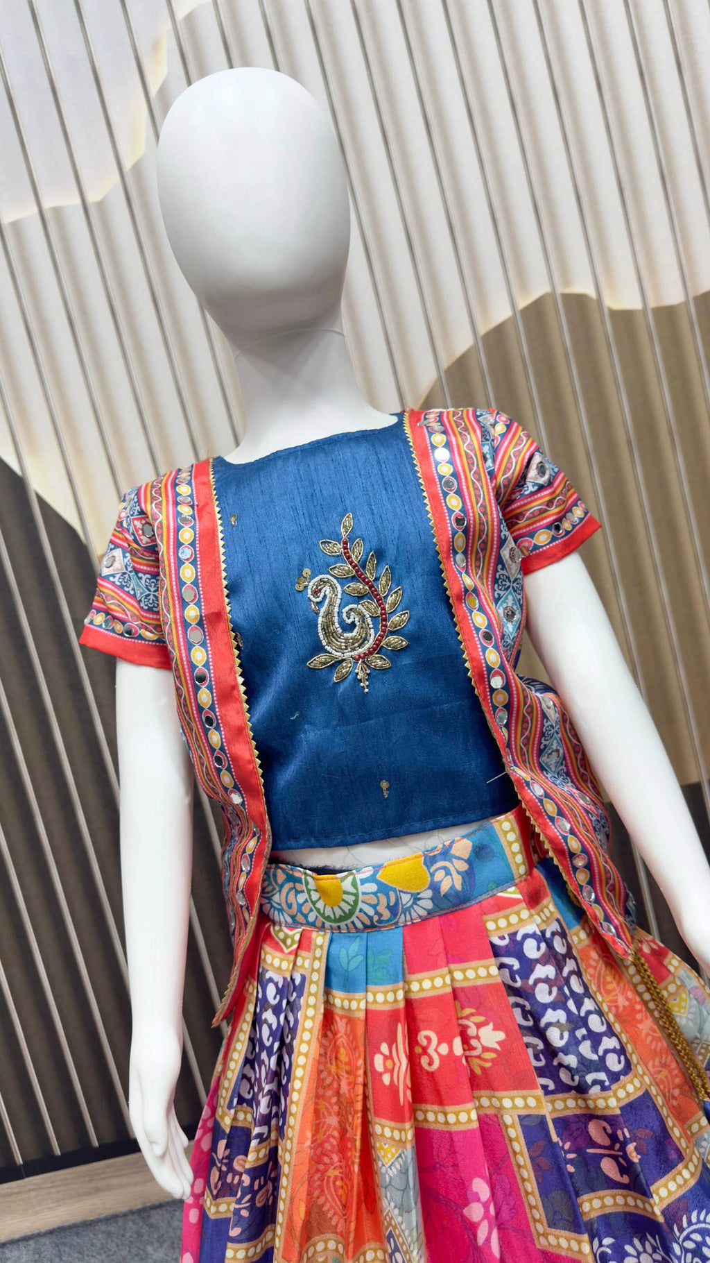 New Super Trending Festive Designer Girls Lehenga Choli Set - Navy Blue