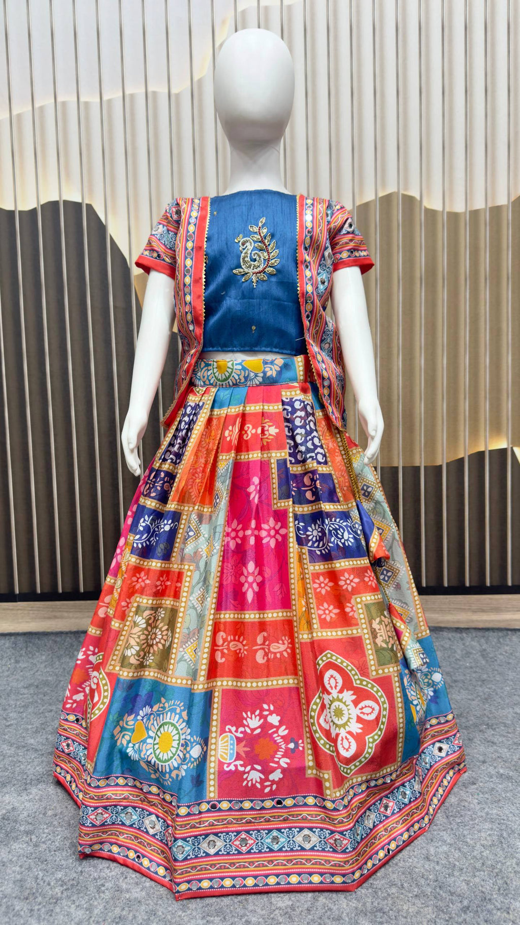 New Super Trending Festive Designer Girls Lehenga Choli Set - Navy Blue