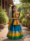 Girls' Traditional Pattu Pavadai  Jecquard Lehenga Choli for weddings, festivals, and Special occasions